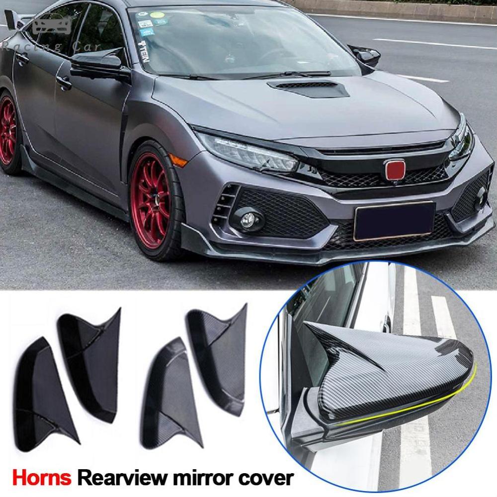 Racingcar Pair Carbon Fiber Style Rear View Side Mirror Cover Rearview Caps For Honda For Civic 10th 2016 - 2020 ABS ราคา 344 บาท*ส่งฟรี