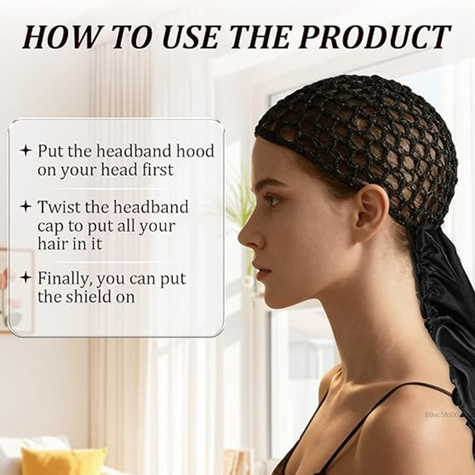 Máy sấy tóc nắp ca-pô 2 trong 1 & Mũ ngủ Satin Viền nhung có thể điều chỉnh & Lưới thoáng khí để uốn tóc Sấy và bảo vệ tóc AJ-VN - 2