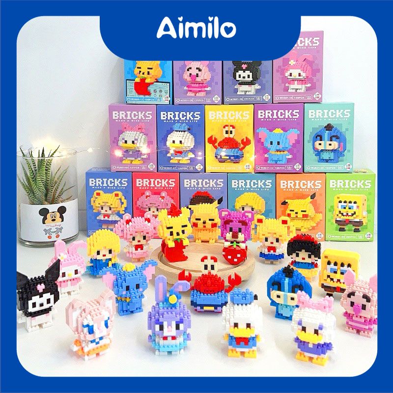 - Bộ ghép hình lego AIMILO, bộ ghép hình nhân vật hoạt hình dễ thương/ Bộ Lego dễ thương / Bộ láp ráp cho bé