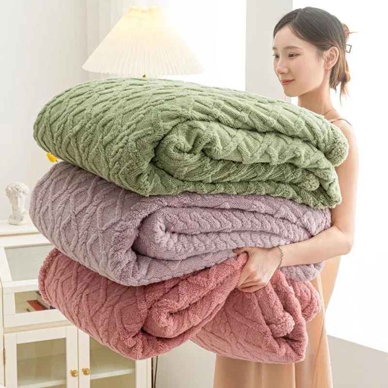 San hô mềm Chăn lông cừu mùa thu mùa đông ấm áp dày Fluffy chăn đắp sofa phòng ngủ Bìa Nap gối Quilt trang trí