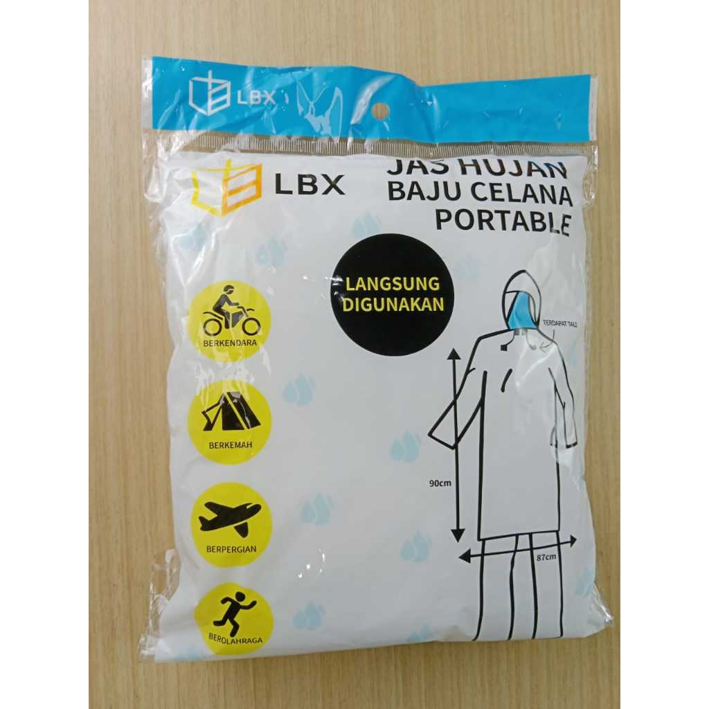 Jas Hujan Plastik LBX Raincoat Transparan Bening Jaket Baju Celana by Harga 16,388 rupiah*Gratis Ongkir