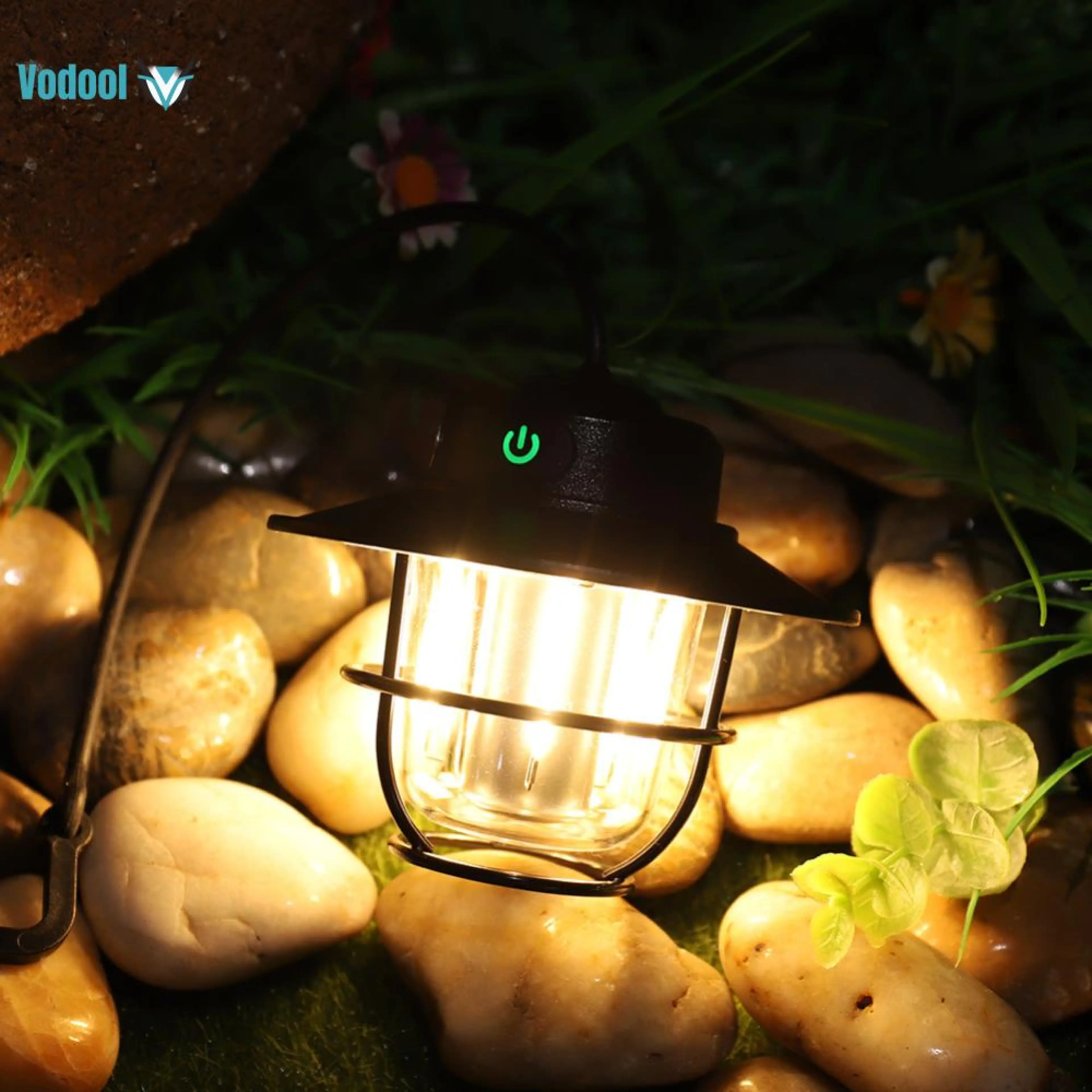 Waterproof Retro Camping Lamp Type-C Charging Pendant Lamp 4 Gear Hanging Ambient Light Outdoor Camping Light IPX4 Stepless Dimming for Fishing BBQ [Vodool Official Center]