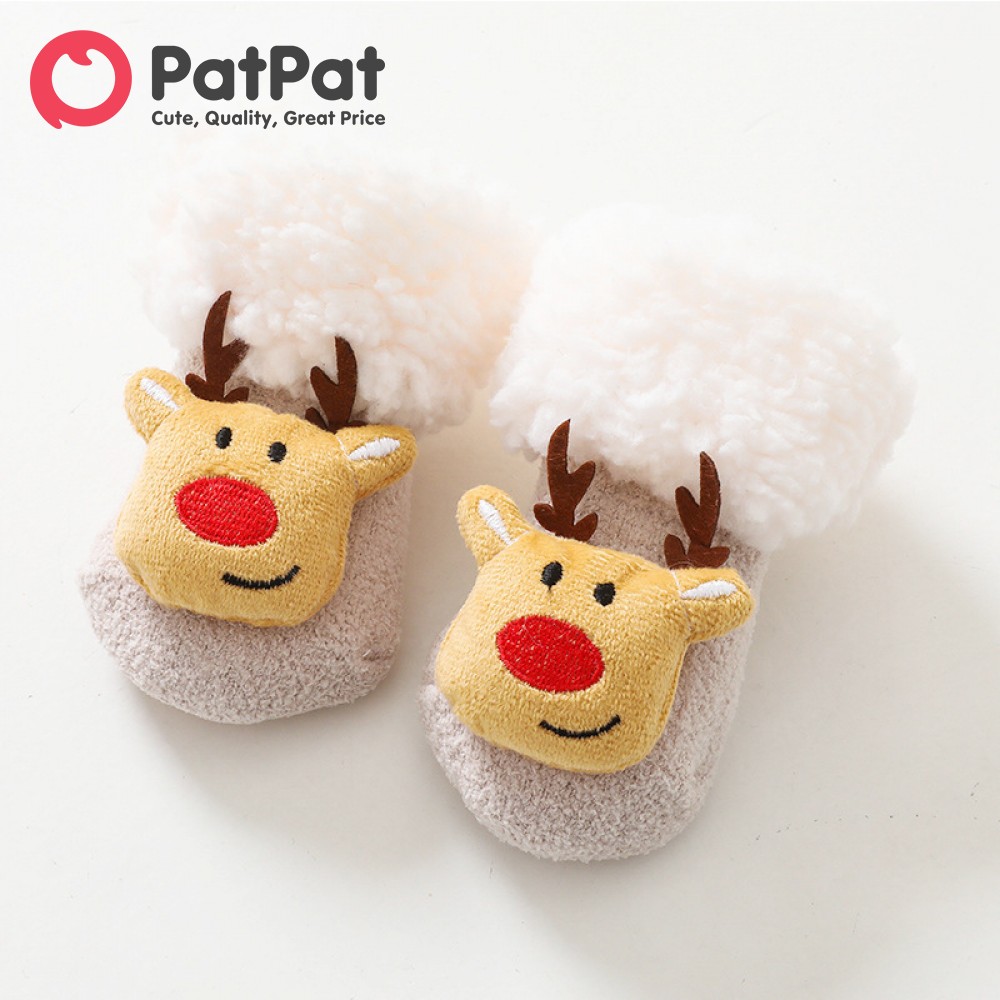 PatPat Baby s Christmas Socks, Winter Warm Thickened Coral Velvet Floor