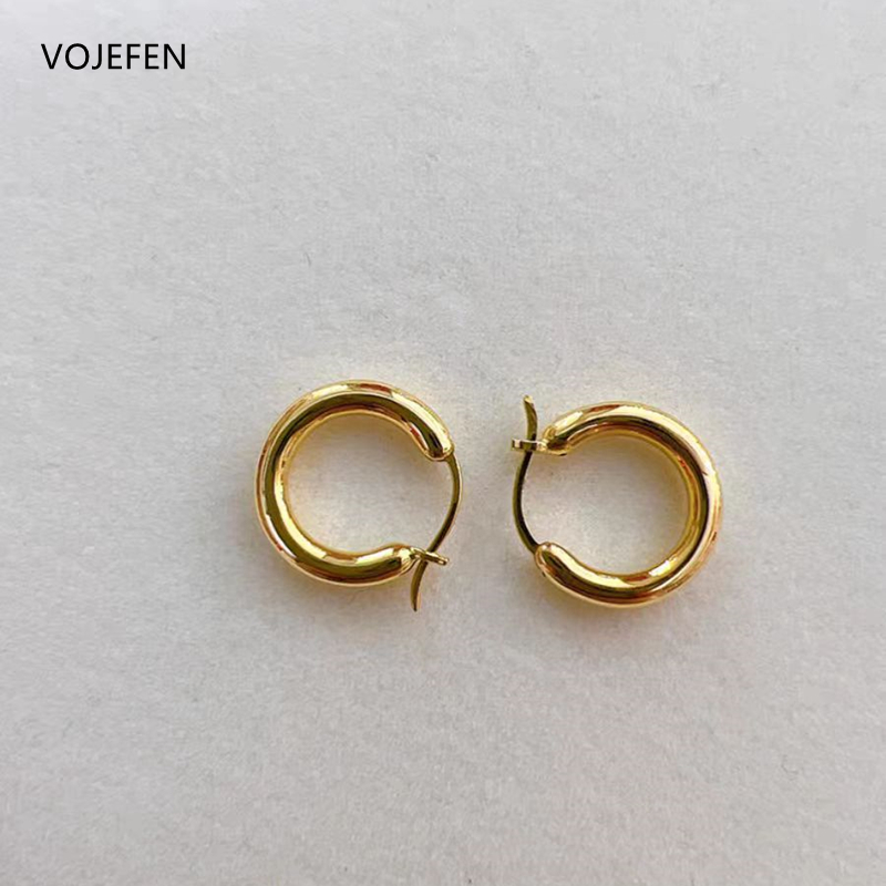 [SHIFA] VOJEFEN 18K Earrings Jewelry AU750 Real Yellow Gold Rings Hoops Jewelry Thickened Earring Luxury Fine Jewel Original Wholesale ✬✫✩ · v2