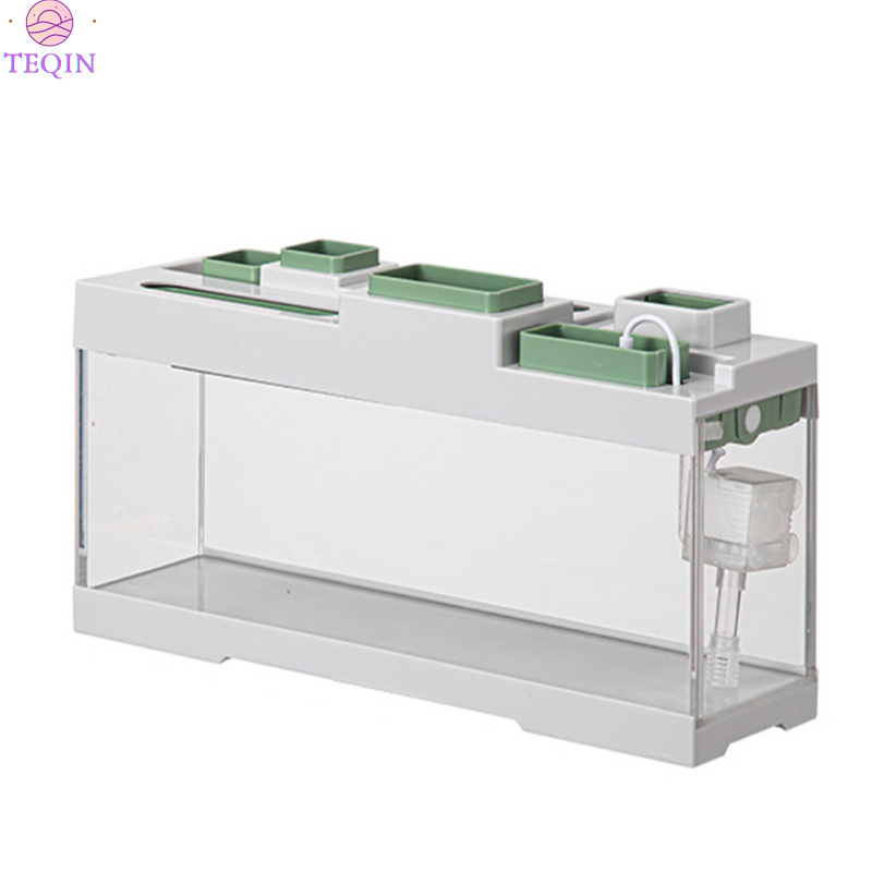 TEQIN Tabletop Transparent Fish Tank, Acrylic Storage Fish Tank With Lid, Integrated Silent Aquarium With Light, Storage Compartment, 3 Type-C Interfaces ราคา 855 บาท*ส่งฟรี