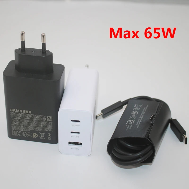 Samsung 65W USB fast charging Type C PD charger 15W/25W/65W quick charge EU wall adapter for Galaxy