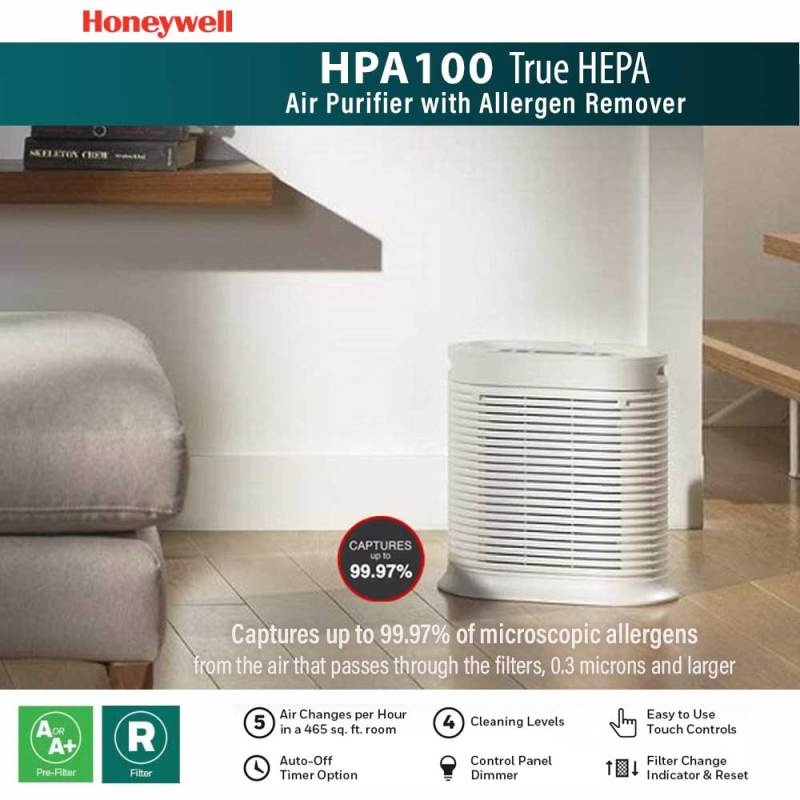 Honeywell Air Purifier HPA100 True HEPA With Allergen Remover UP TO 155 SQ FT (HPA100) / Captures up to 99.97% of Microscopic Allergens / ENERGY STAR qualified - Local Stocks Warranty by Shoponlinelah (Digital) Singapore