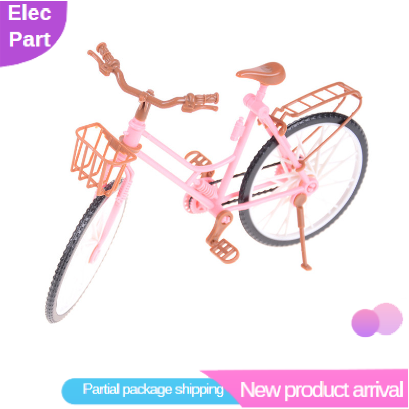 Elec Part Xe đạp xe đạp có thể tháo rời màu hồng kèm giỏ cho nhà búp bê