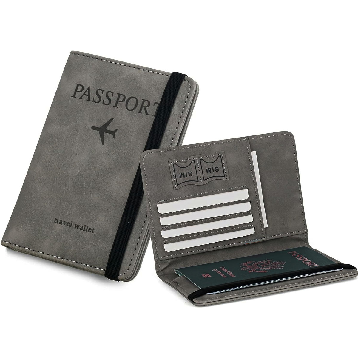 Premium RFID Blocking Passport Holder - Soft PU Leather Travel Wallet & Document Organizer - Multi-Functional Passport Cover with SIM Pin