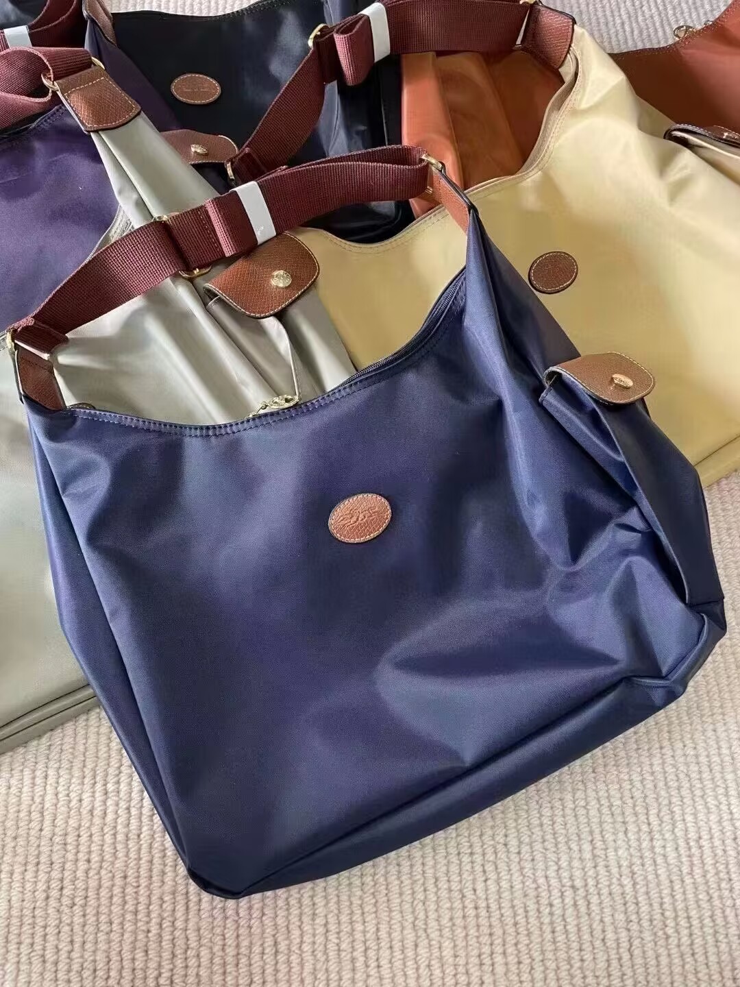 100% original longchamp le pliage hobo bag waterproof nylon messenger bag  shopping bag shoulder bag Casual women bag blueberry color