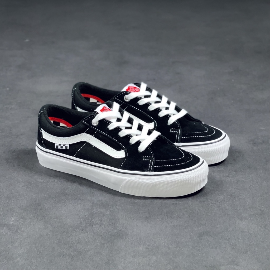 Giày Thể Thao Vans SK8-low PRO Vải canvas Phối Màu Trắng Đen Cổ Điển