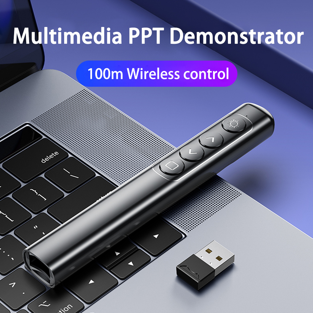 Không dây PPT Presenter trang chuyển bút 100m điều khiển từ xa trình bày PowerPoint Clicker máy tính máy tính xách tay lớp học văn phòng con trỏ la-ze