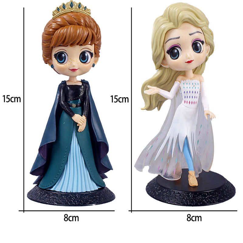 【Popular choice】 15cm Q Posket Frozen Queen Princess Elsa Anna Figure Gk Model Toys Cake Ornament Dolls S Home Decor S