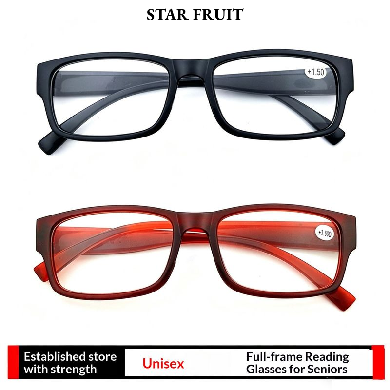 STAR FRUIT⭐ Stylish Square Reading Glasses for Seniors +1.50 Diopter PC Lens Comfort Fit ราคา 20 บาท*ส่งฟรี