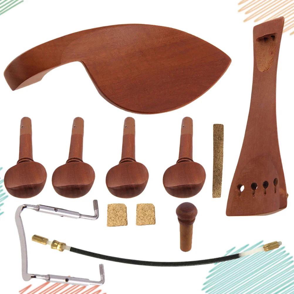Tích cực tiêu cực bạc phụ kiện Violin tailpiece Bộ chỉnh tốt bằng gỗ cân bằng dây Gỗ Mun
