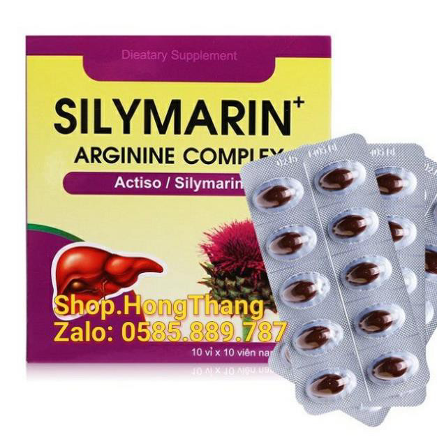 Viên uống silymarin Arginine bổ gan mát gan giải độc tăng cường chức năng ngan hạ men gan gan nhiễm mỡ vi
