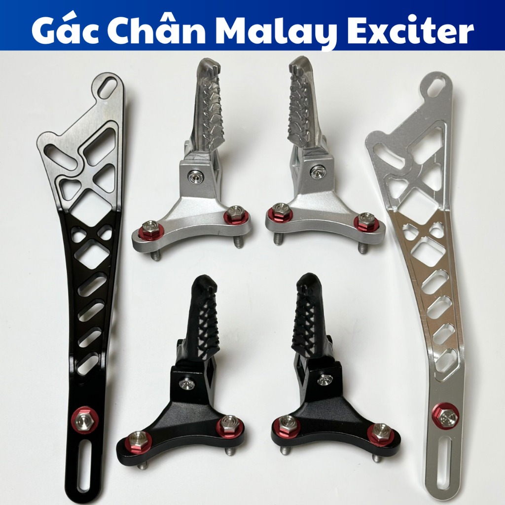 Gác Chân Malay EXCITER  Và pát Pô Dày 10ly Tặng kèm 5 ốc inox va 5 long đền đỏ  Phụ Tùng Phụ Kiện