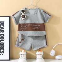 【Local Stock】 2025 New Children Kids Set 2-piece Short Sleeved Shirt+Shorts Boys Baby Girl Terno Sando Cotton Breathable Soft And Comfortable Dino Printed 0-6 Year Old OOTD Round Neck Elastic Waist Gift Daily Sports Home Clothes Outfit
