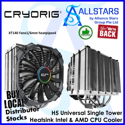 (ALLSTARS : We Are Back Promo) CRYORIG H5 Universal Single Tower Heatsink (XT140 Fanx1/6mm heatpipex4) Intel & AMD CPU Cooler (Local Warranty 2years with Corbell)