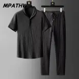 MPATHW  Bộ Đồ Nam Ngắn Tay Vải Lanh Thời Trang Áo Polo Ngắn Tay