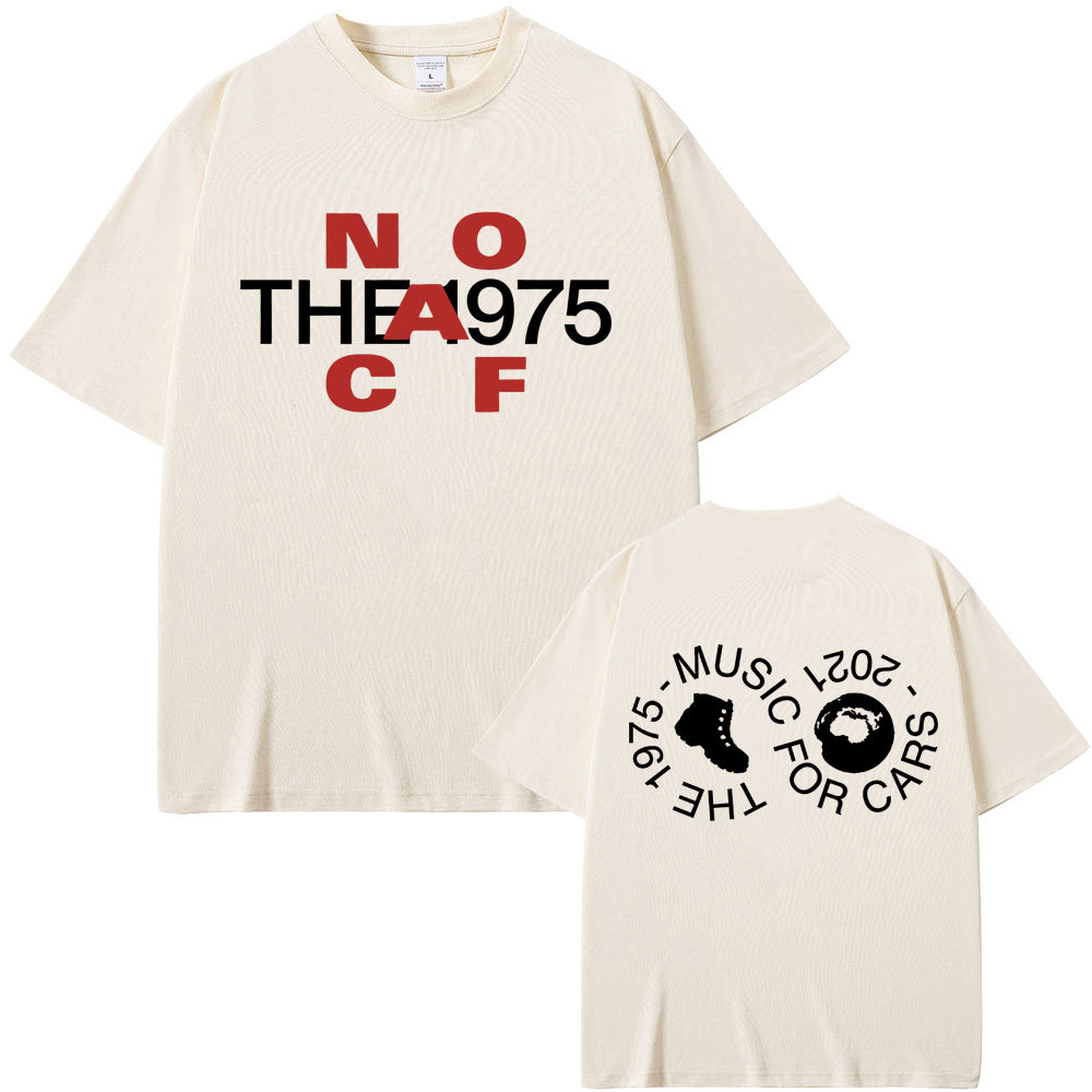 2025 Năm Mới Cotton Cổ Tròn Tay Ngắn T Áo Thun British Band The 1975 Music for Cars Graphic T-shirt Male Vi Thời Trang Hàn Quốc Giản Dị Lễ Hội Mùa Xuân Giá