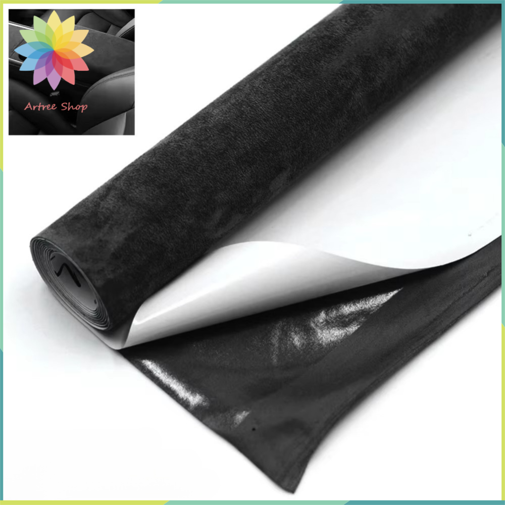 HETU070703. Da lộn Vải dính Đen Dán dính tự động Sửa đổi nội thất ô tô Bền bỉ Sửa chữa thay thế Nhãn dán DIY