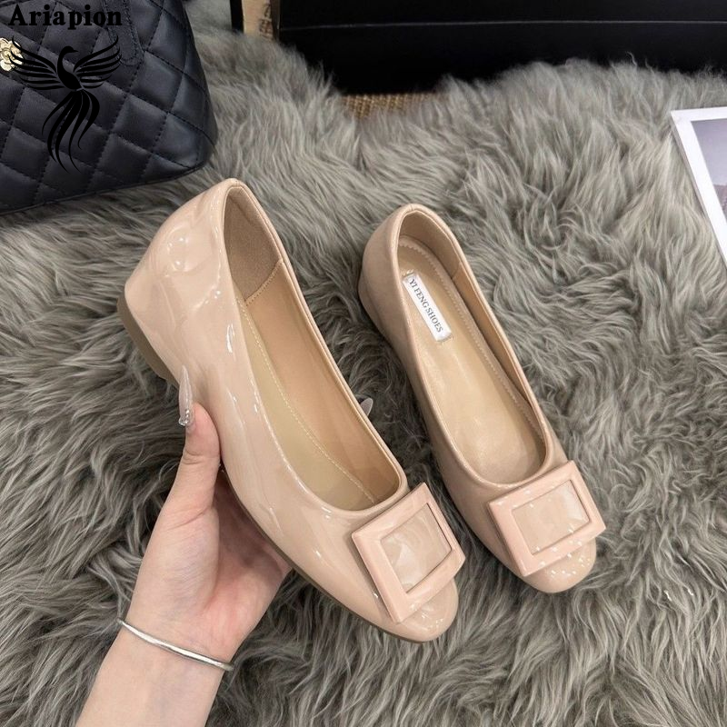 Women's Leather Shoes Low-Cut Flat Shoes Women's Soft Height Increasing Insole Mary Jane Shoes Elegant All-Match Daily Commuter Shoes ราคา 245 บาท*ส่งฟรี