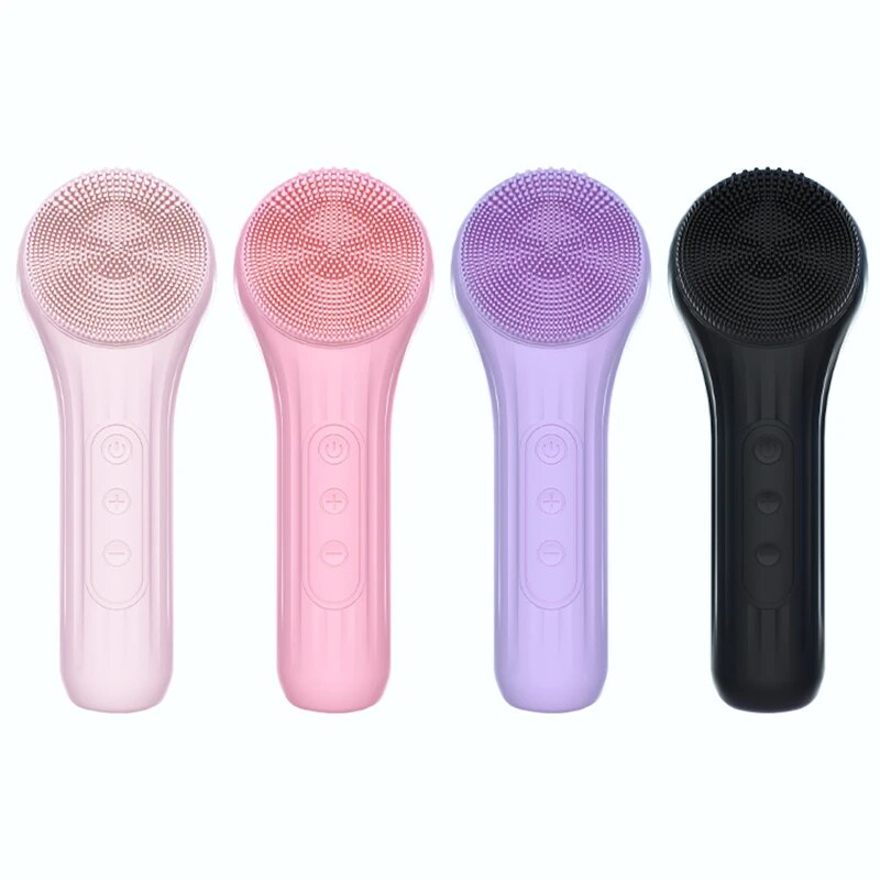 Điện làm sạch mặt Sonic Silicone chổi làm sạch da mặt điện siêu âm rung cây mát xa mặt mini lỗ chân lông làm sạch sâu