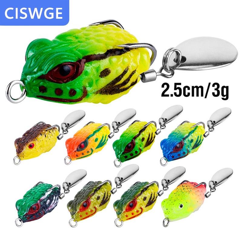 [COD] CISWGE  Mồi Câu Đúc Ếch Mini 2.5Cm/3G Mồi Câu Ếch Nhảy Mềm 8 Màu Nổi Tia Nhân Tạo Kèm Thìa Móc Đôi