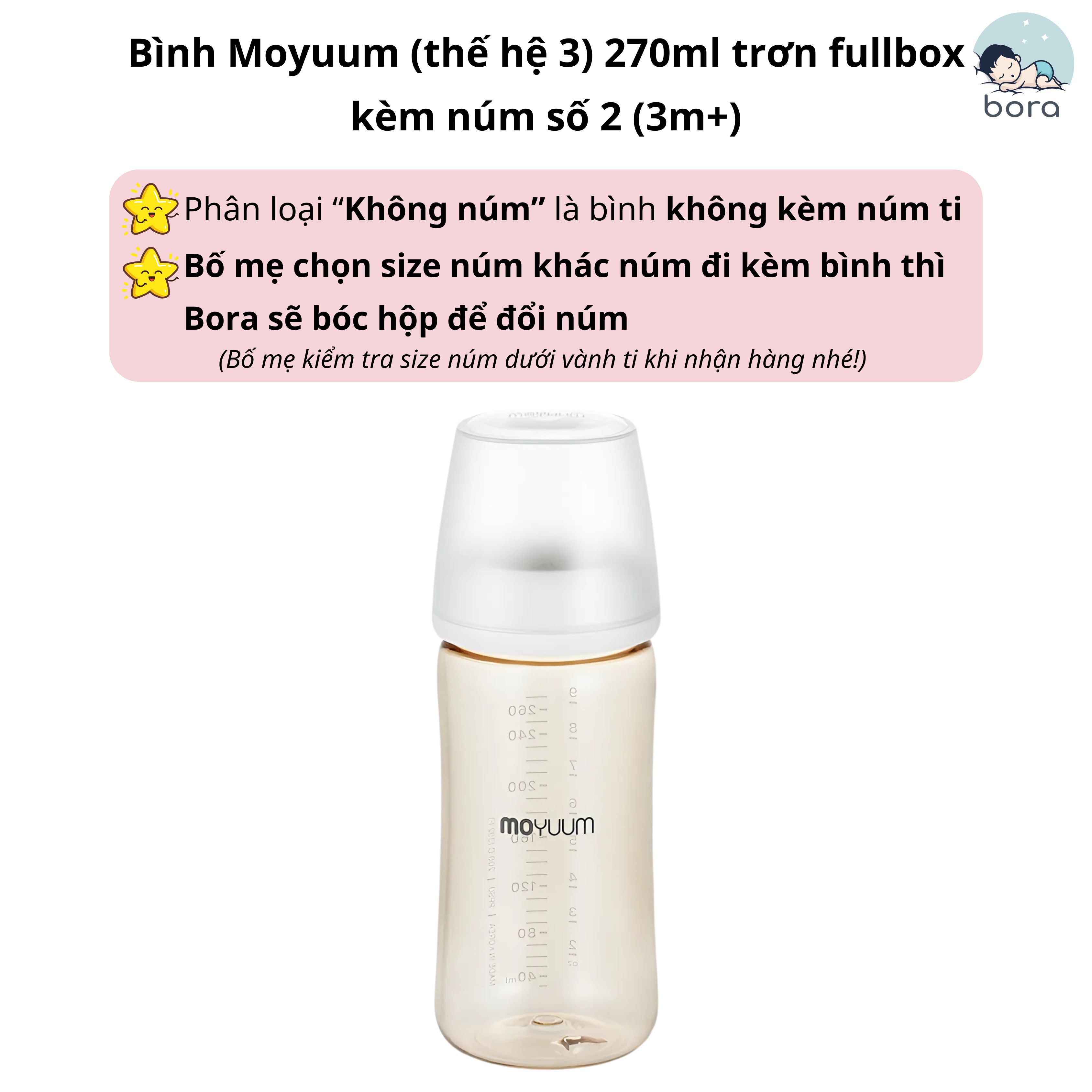 Bình sữa Moyuum Hàn Quốc thế hệ 3 80ml/170ml/270ml/330ml [Được chọn núm 0 - 4][Cam kết chính hãng]