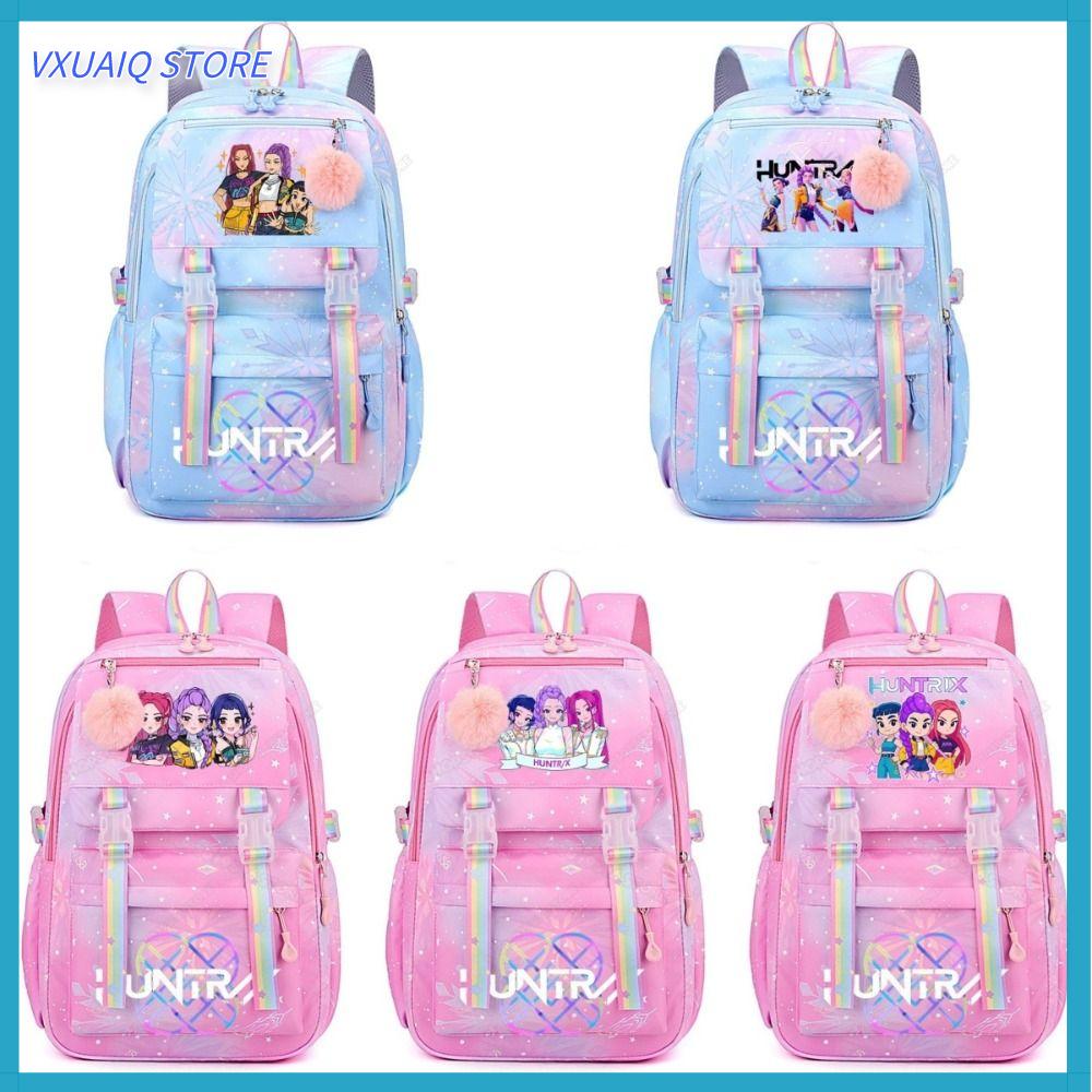 VXUAIQ STORE Dung lượng lớn Ba lô KPop Nhẹ Thoáng khí Ba lô thợ săn quỷ Phim hoạt hình Túi sách Sử dụng trong trường học