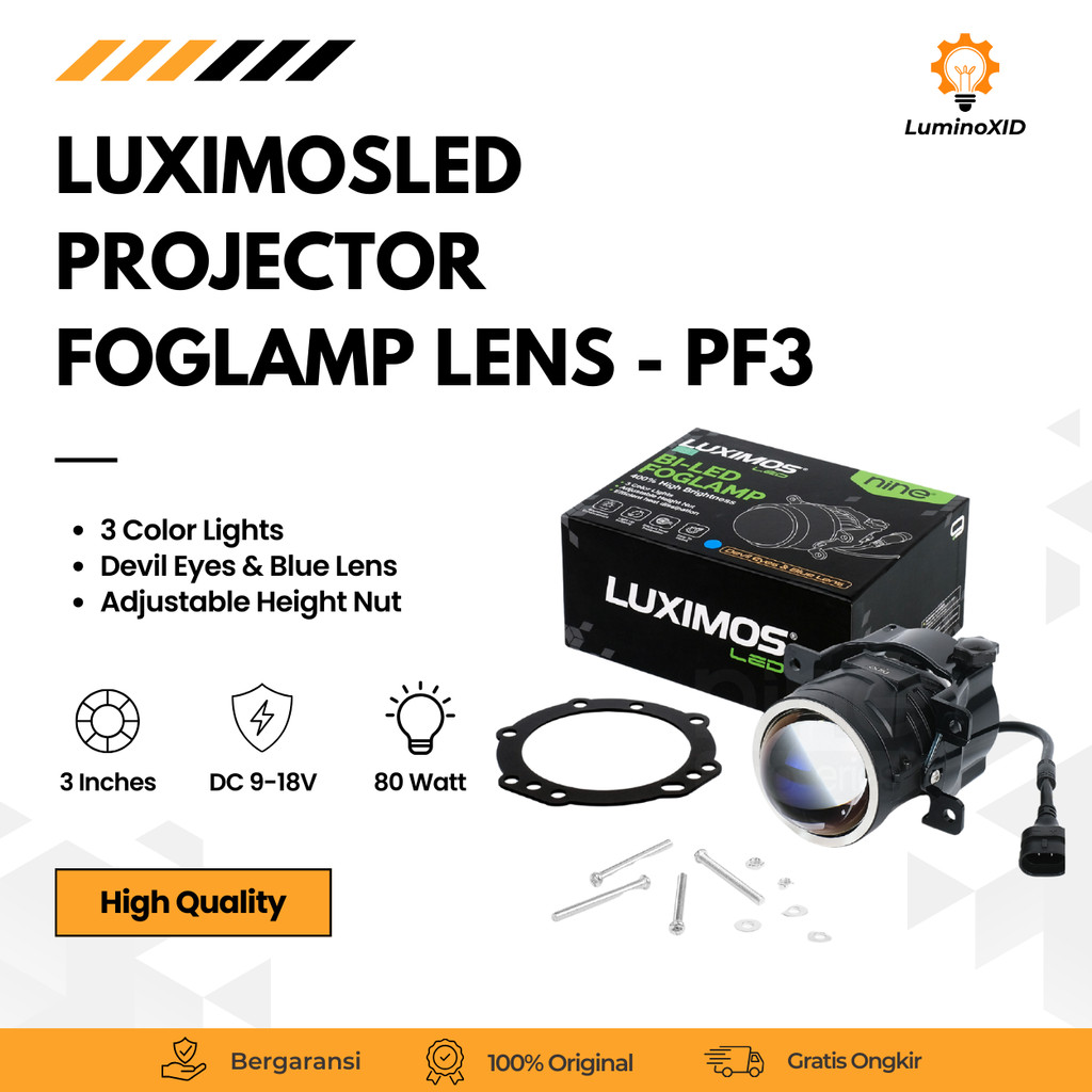 Biled Foglamp Honda Toyota New 80W 3 inch projector fog white yellow pF3-luximosled Harga 1,060,900 rupiah*Gratis Ongkir