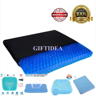 GIFTIDEA Honeycomb Gel Seat Cushion, Egg sitter Double Thick Egg Seat Cushion,Non-Slip Cover,Help In Relieving Back Pain,Seat Cushion for The Car,Office,Wheelchair&Chair.Breathable Design,Durable,Portable