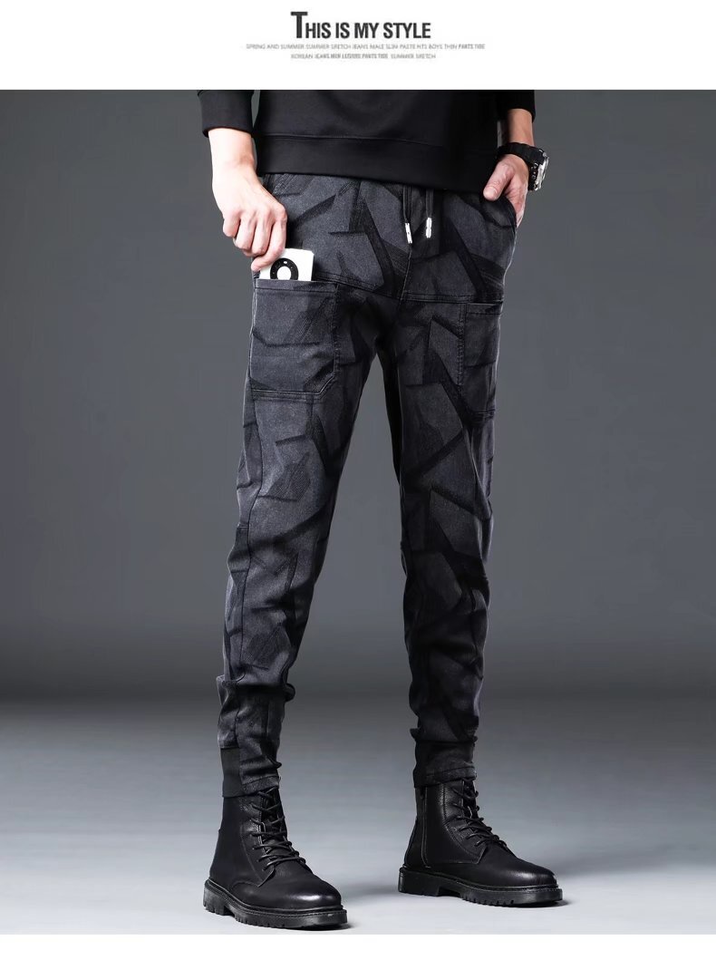 *Loose Tie-Leg Jeans Men Camouflage Casual Pants Men Thin Men Pants