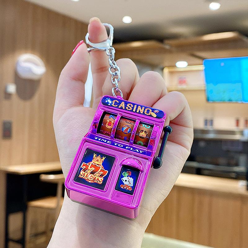 Jcika 1 3 5PCS may mắn jackpot Retro trò chơi máy xách tay mini trái cây Khe Máy Keychain Mặt dây chuyền người lớn túi quà tặng trang trí - 4