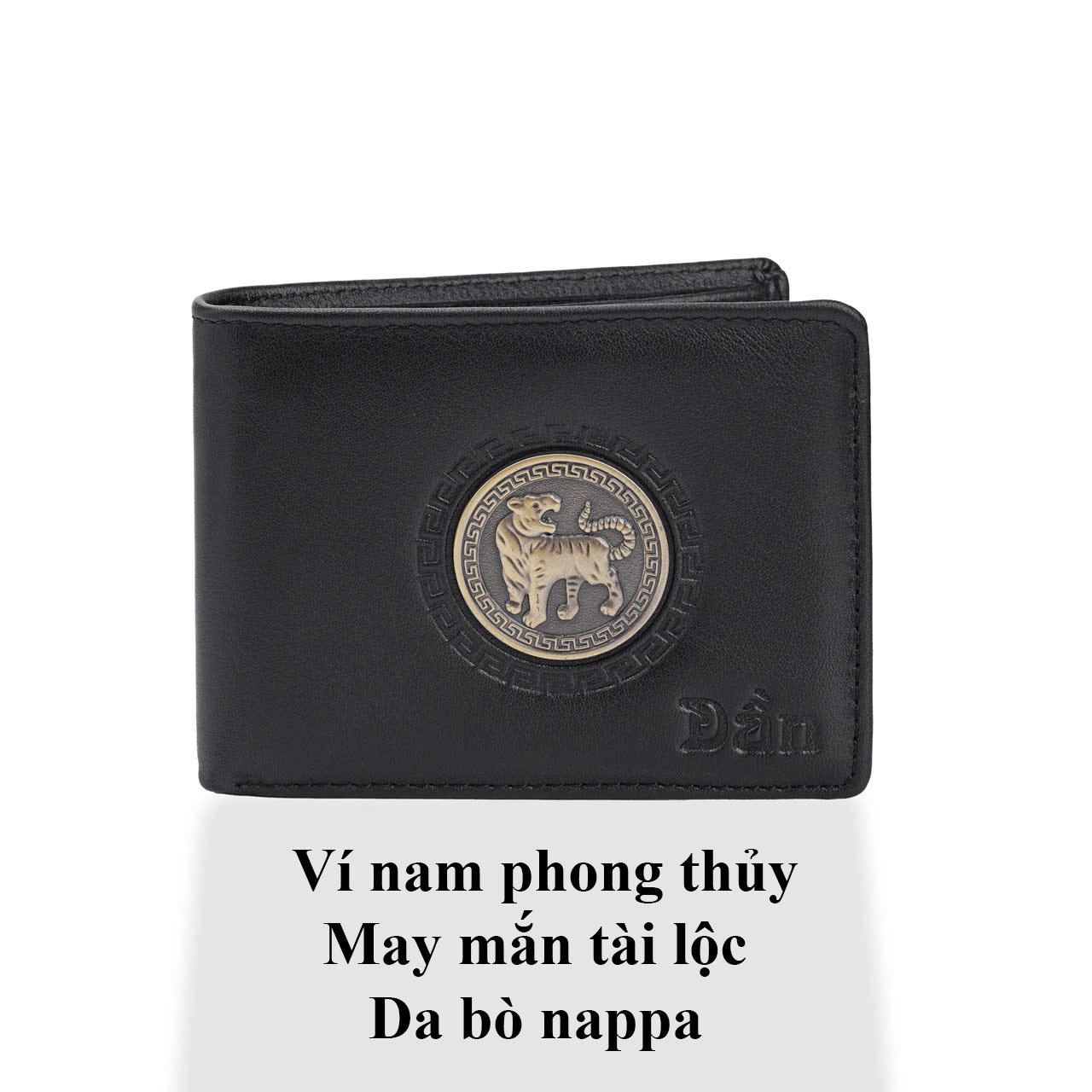 ví 12 con giáp da bò naρpa khóa đồng 3D con giáp đem lại may mắn Եài Lộc, bóp đựng tiền, đựng thẻ hình Dần