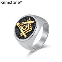 Kemstone Vintage Stainless Steel Rings Silver Gold Plated Black Mens Ring Jewelry