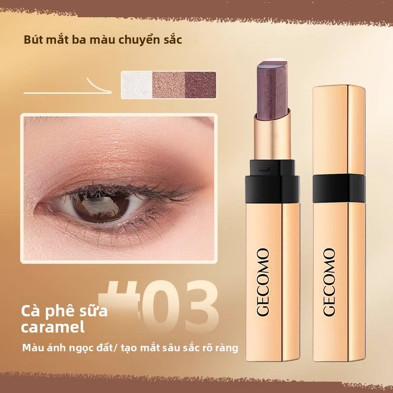 Phúc Chu Án Vân |   Phấn mắt dạng thỏi một nét dành cho người mới bắt đầu, chống thấm nước, chống mồ hôi, ba tông màu đất. - 2