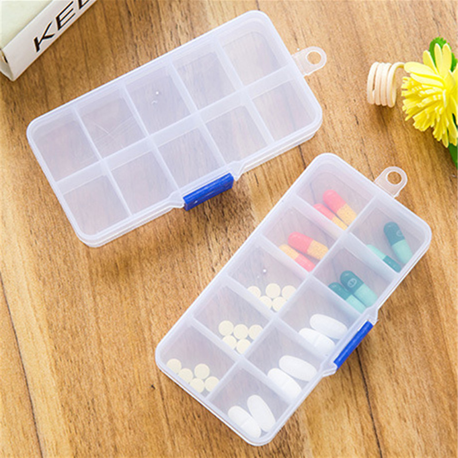 Pill Box 10 Grids Detachable Transparent Necklace Jewelry Storage Case for Home ราคา 6 บาท*ส่งฟรี