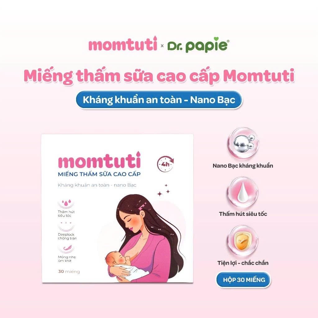 (HOẢ TỐC HCM) MIẾNG THẤM SỮA CAO CẤP MOMTUTI – HỘP 30 CHIẾC SIÊU THẤM HÚT KHÔ THOÁNG CHO MẸ SAU SINH