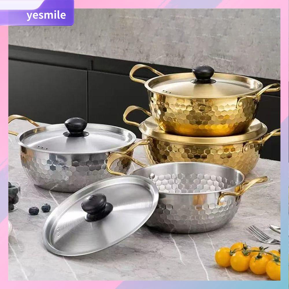 YESMILE Thép không gỉ Nồi mì ramen Hàn Quốc Nhỏ Dày hơn Nồi sữa Bền bỉ Đa chức năng Bát mì
