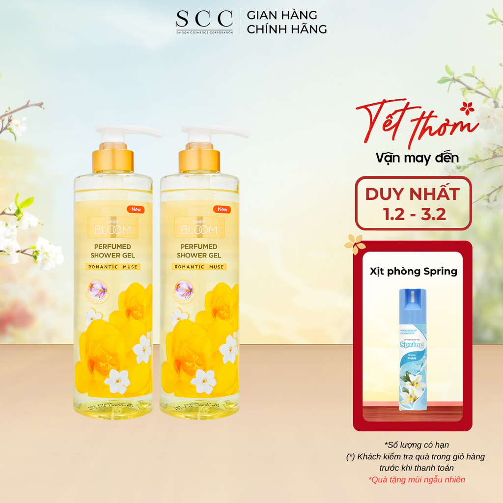 Combo 2 Sữa Tắm Hương Nước Hoa Cindy Bloom Romantic Muse Quyến Rũ Lãng Mạn 640g/chai