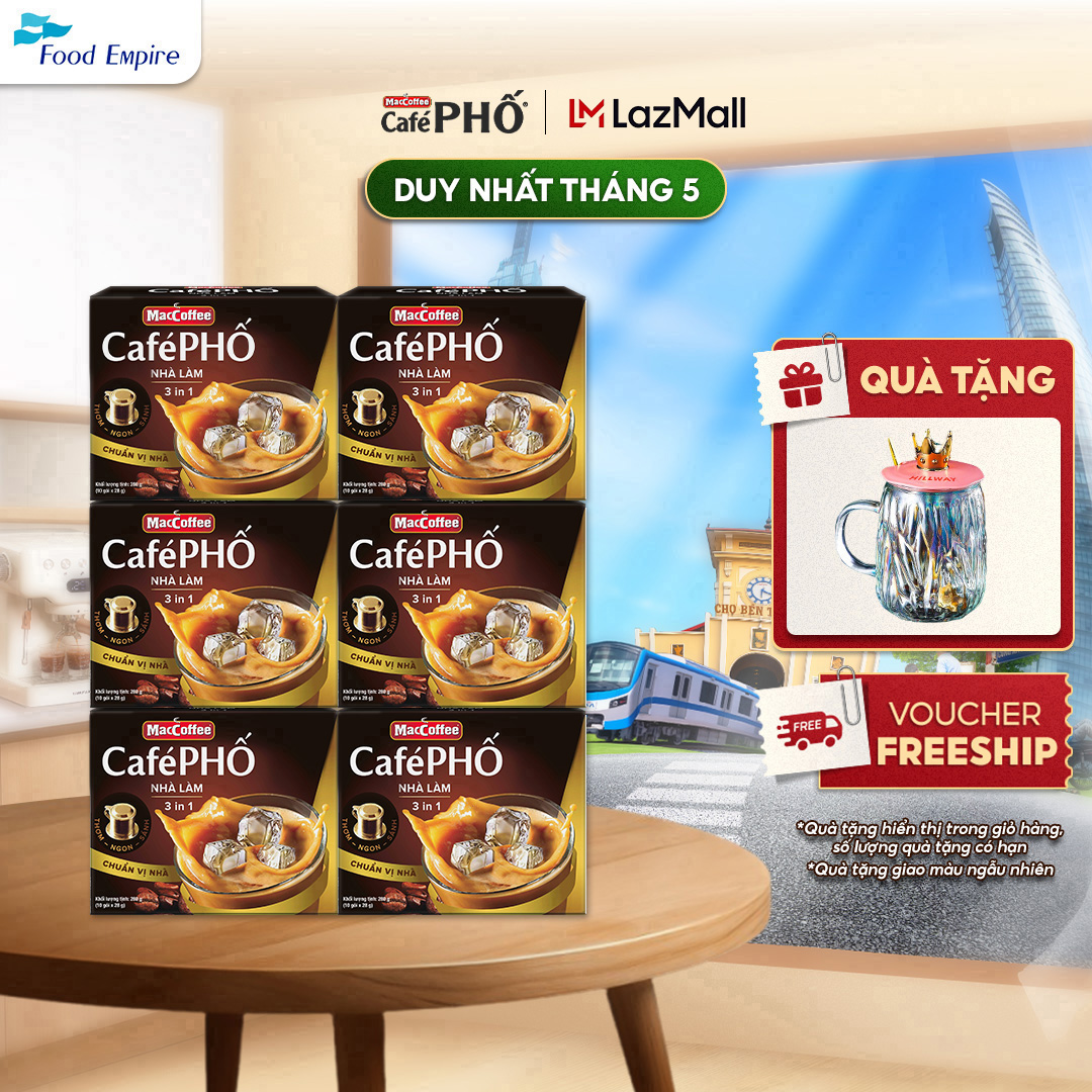 Combo 6 hộp Cà phê Phố Nhà làm - MacCoffee (hộp 10 gói x 28g)