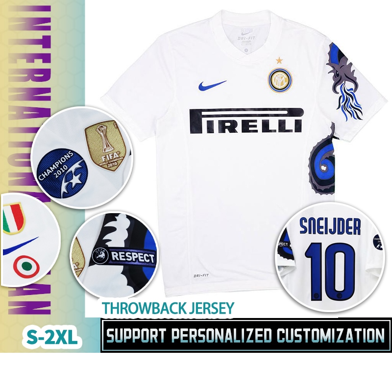 ✹✁Π Inter Milan Away 2010 [Phiên bản Retro] Áo thun bóng đá nam tay ngắn S-2XL