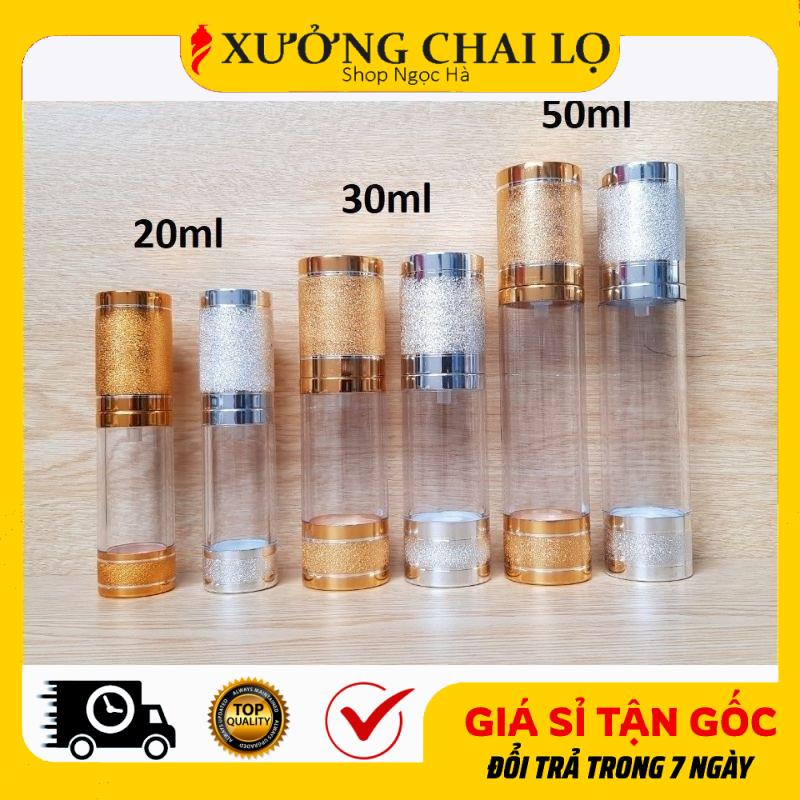 Chai lọ hút chân không xịt giọt phun cát vàng/bạc 20ml, 30ml, 50ml đựng serum, tinh chất dưỡng da