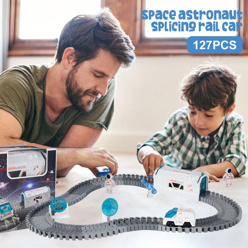 127Pcs Space Railway Track Car Astronaut Car Track Set Space Toy Space
