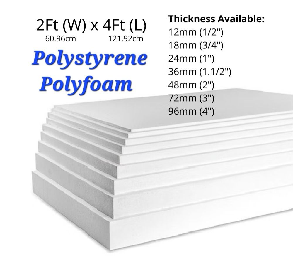 Rectangle Shape White Foam Board Polystyrene Polyfoam Kabus Putil Decoration 2feet x 4feet