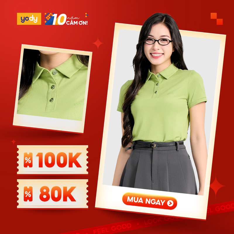 Áo polo nữ YODY vải mắt chim phù hợp cả gia đình áo thun nữ có cổ mềm mịn thoáng mát co giãn APN7280