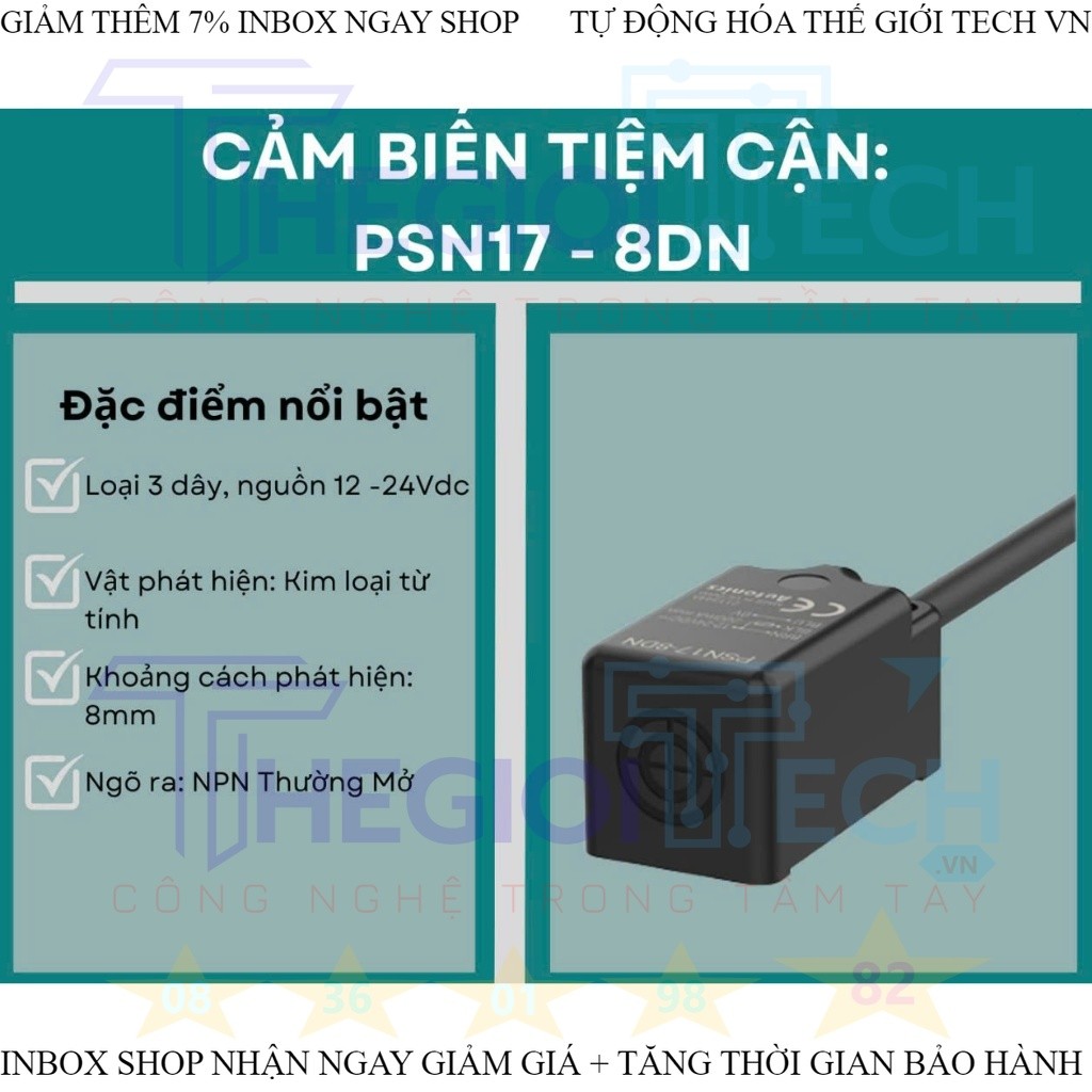 Cảm biến tiệm cận Autonics PSN17-8DN 8/5 mm NO-NPN, PSN 5DN 5DO 5DC 8DN2 8DP 8DO 8DC 8DP2 12-24VDC PSN25 PSN30 PSN40 tốt TGT - PSN40-20DN2 - HÀNG MỚI KO TÚI SALE