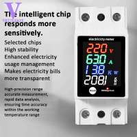 ZS-6035VAKW Digital Meter Din Rail Electricity Usage Monitor AC30-400V Voltmeter Ammeter Watt Kwh Frequency